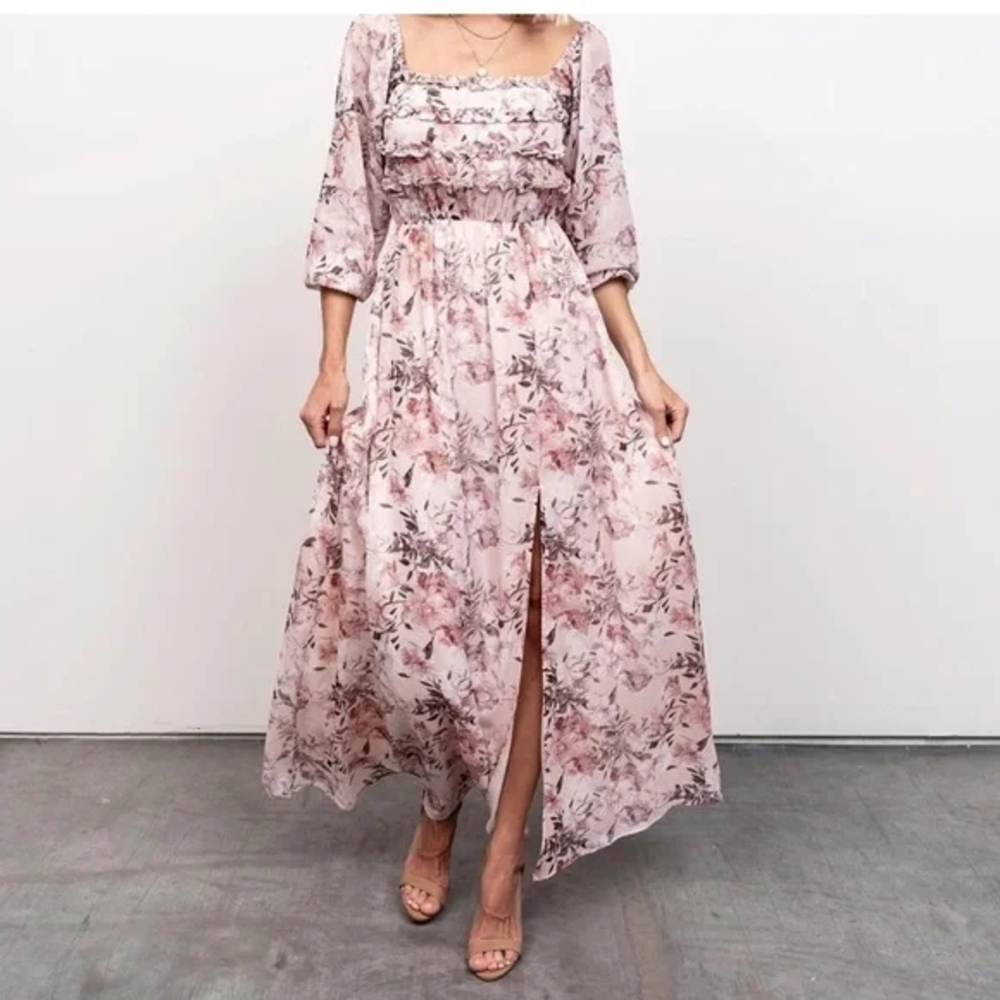 Baltic Born Pink Floral Long Sleeve Maxi Dress